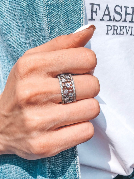 Pierścionek z szafirem Srebro 925° (oksydowane) S1343