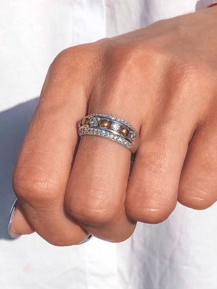 Pierścionek cyrkonia Srebro 925° Złoto 375° 518k