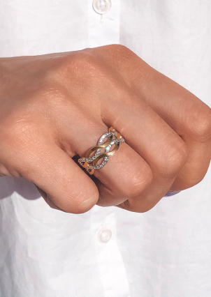 Каблучка фіаніт Срібло 925° золото 375° 0238.10