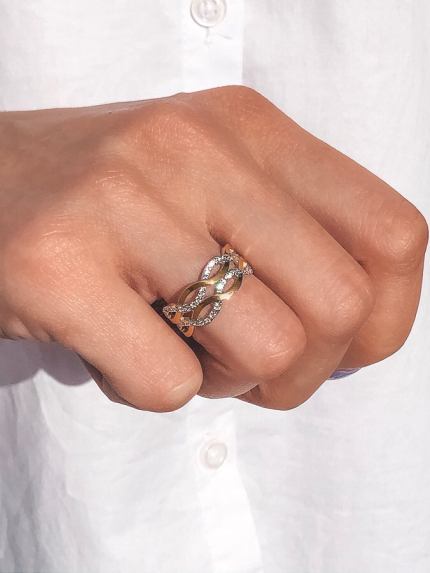 Pierścionek cyrkonia Srebro 925° Złoto 375° 0238.10