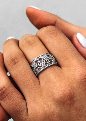 Каблучка фіаніт Срібло 925° (родій) к2ф/279