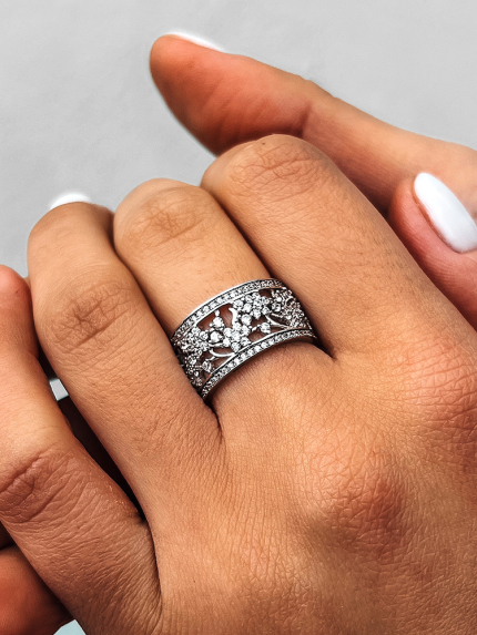 Pierścionek cyrkonia Srebro 925° (rod) k2f/279