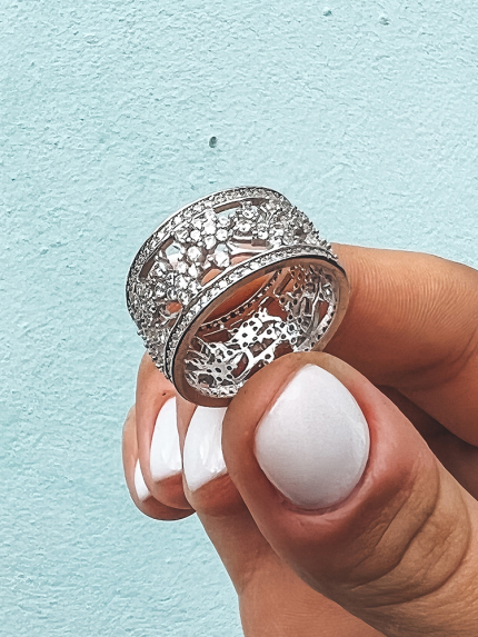 Pierścionek cyrkonia Srebro 925° (rod) k2f/279