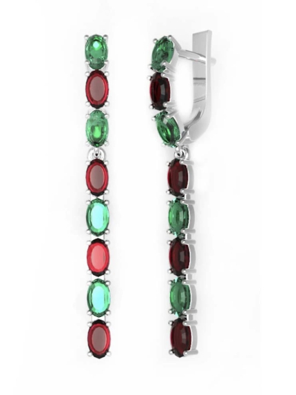 Pomegranate earrings, quartz Silver 925° (rhodium) 2901/9