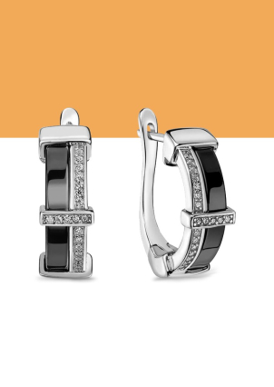 Сережки Кераміка срібло 925°/ ювелірна кераміка с2123ч