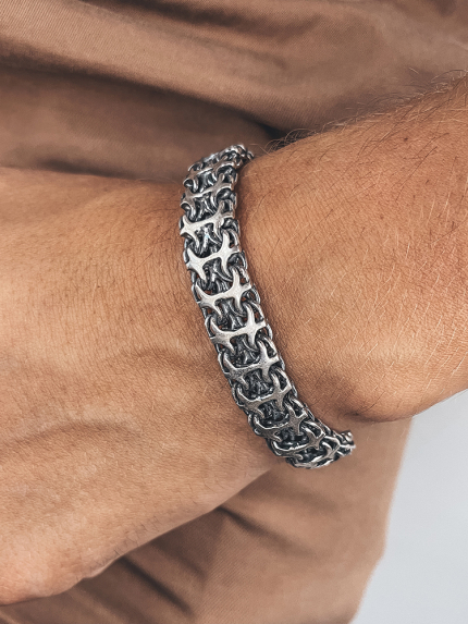 Браслет без вставок Срібло 925° (оксидоване) бр-28