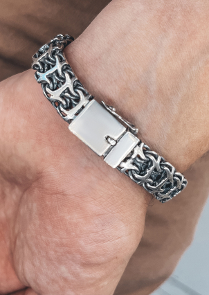 Браслет без вставок Срібло 925° (оксидоване) бр-28