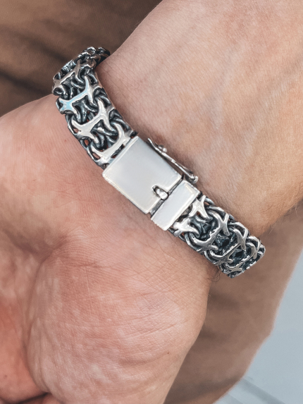 Браслет без вставок Срібло 925° (оксидоване) бр-28