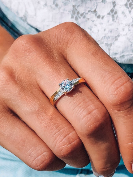 Pierścionek cyrkonia Srebro 925° Złoto 375° 0060.10