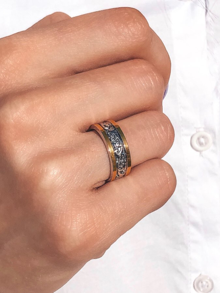 Каблучка без вставок Срібло 925° золото 375° 0100.10