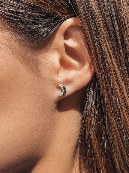 Сережки без вставок Срібло 925° (родій) 20026