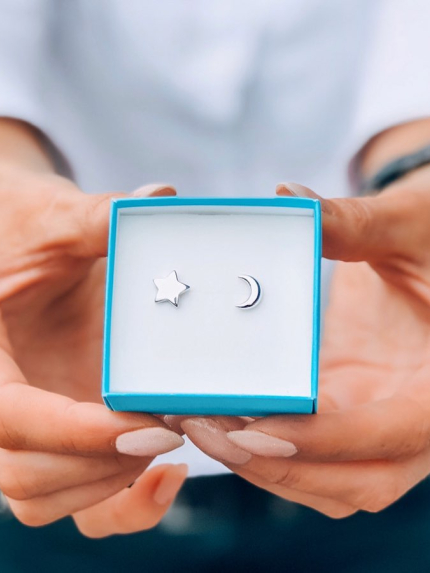 Сережки без вставок Срібло 925° (родій) 20026