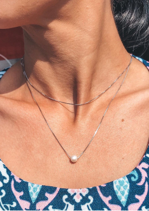 Кольє перлина Срібло 925° (родій) кл2ж/800-85