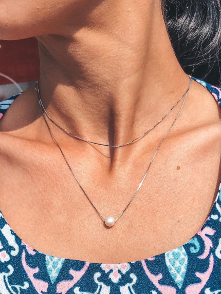 Кольє перлина Срібло 925° (родій) кл2ж/800-85