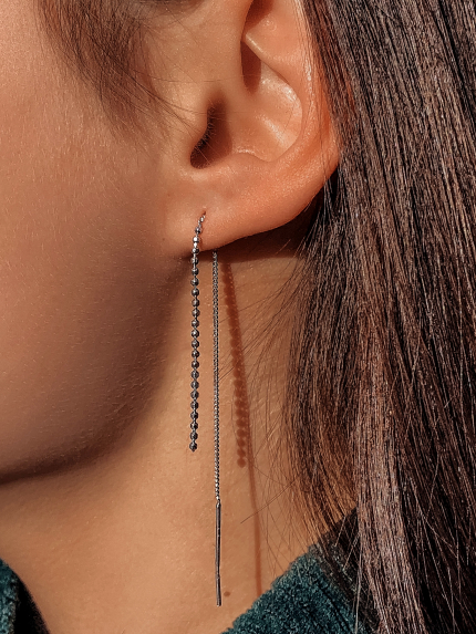 Сережки без вставок Срібло 925° (родій) с2/1226