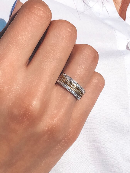 Pierścionek cyrkonia Srebro 925° Złoto 375° a021