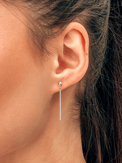 Сережки без вставок Срібло 925° (родій) с2/1185