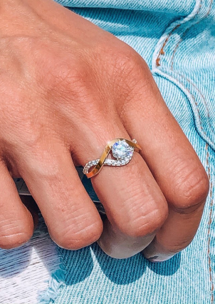 Каблучка фіаніт Срібло 925° золото 375° 0051.10