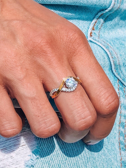 Pierścionek cyrkonia Srebro 925° Złoto 375° 0051.10