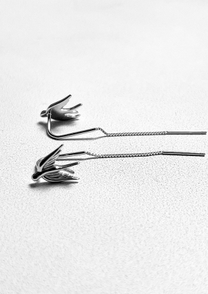 Сережки без вставок Срібло 925° (родій) с2/2024