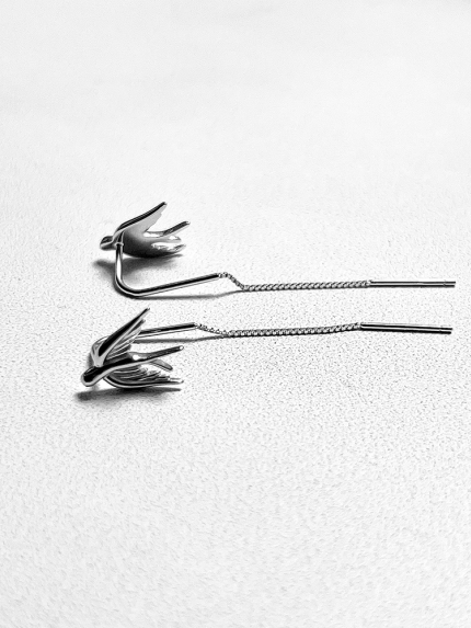 Сережки без вставок Срібло 925° (родій) с2/2024