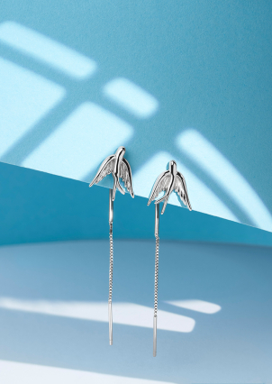 Сережки без вставок Срібло 925° (родій) с2/2024