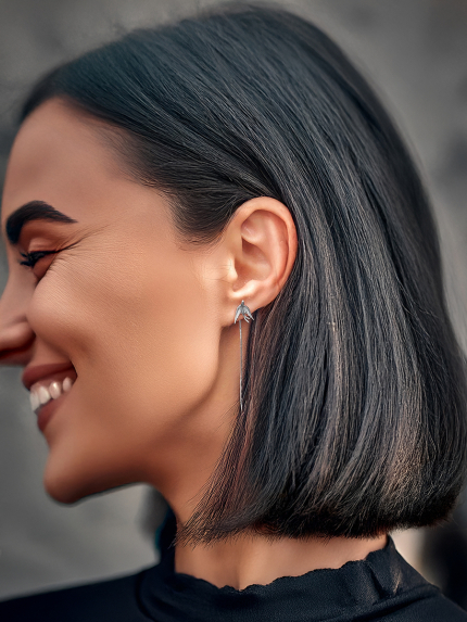 Сережки без вставок Срібло 925° (родій) с2/2024