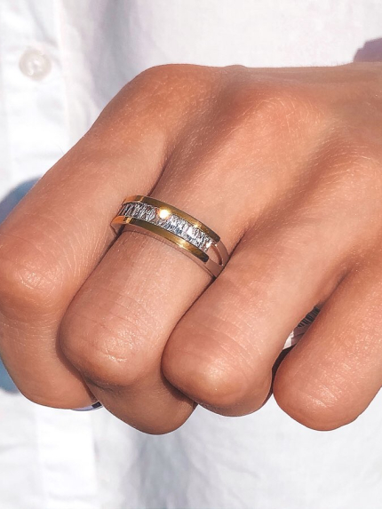 Pierścionek cyrkonia Srebro 925° Złoto 375° 196k