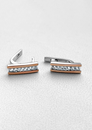 Сережки фіаніт Срібло 925° золото 375° 000196