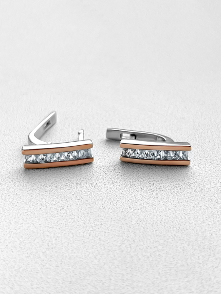 Сережки фіаніт Срібло 925° золото 375° 000196