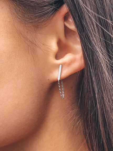 Сережки без вставок Срібло 925° (родій) с2/1198