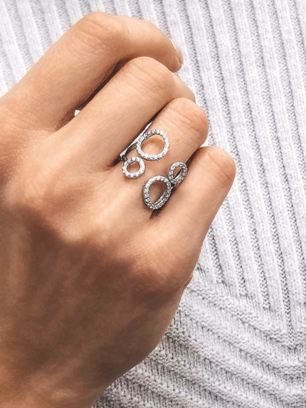 Pierścionek z cyrkonem Srebro 925° (rod) 81552