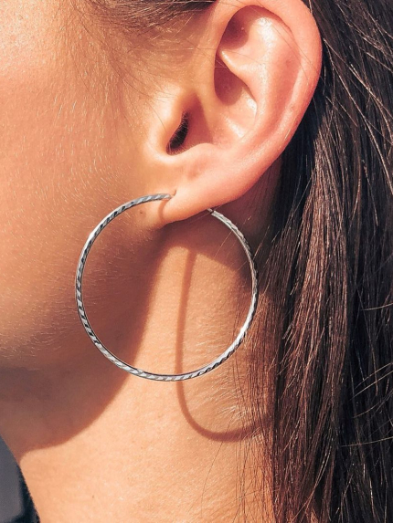 Сережки без вставок Срібло 925° (родій) 26150401