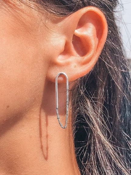 Сережки без вставок Срібло 925° (родій) 4844