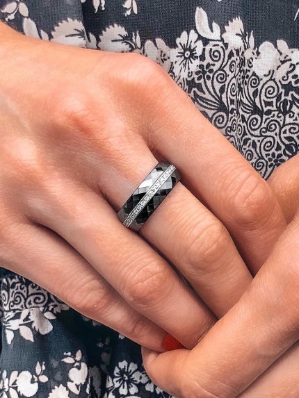 Ring Ceramics, cubic zirconia, silver 925°/ jewelry ceramics, s1111h