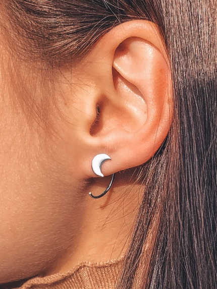 Сережки без вставок Срібло 925° (родій) с2/1228