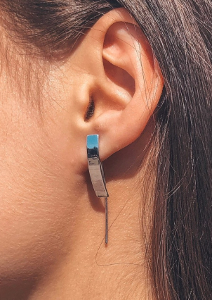 Сережки без вставок Срібло 925° (родій) 4919