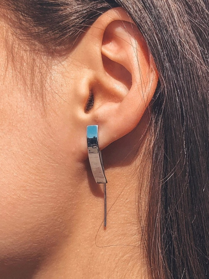 Сережки без вставок Срібло 925° (родій) 4919