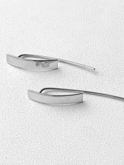 Сережки без вставок Срібло 925° (родій) 4919