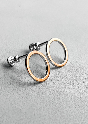 Сережки без вставок Срібло 925° золото 375° 071350