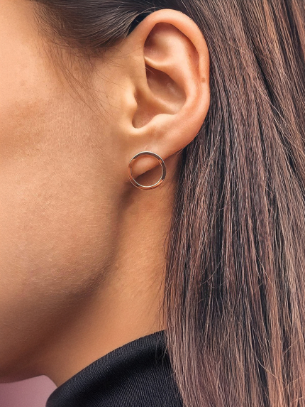 Сережки без вставок Срібло 925° золото 375° 071350