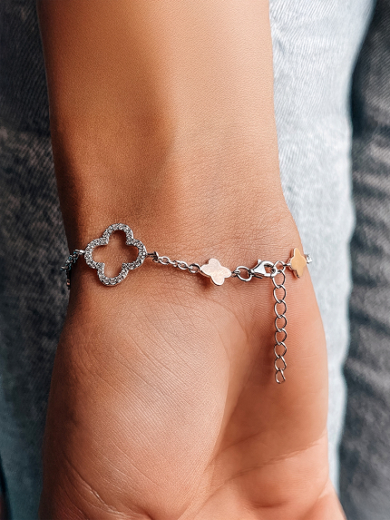 Браслет фіаніт Срібло 925° золото 375° 000670