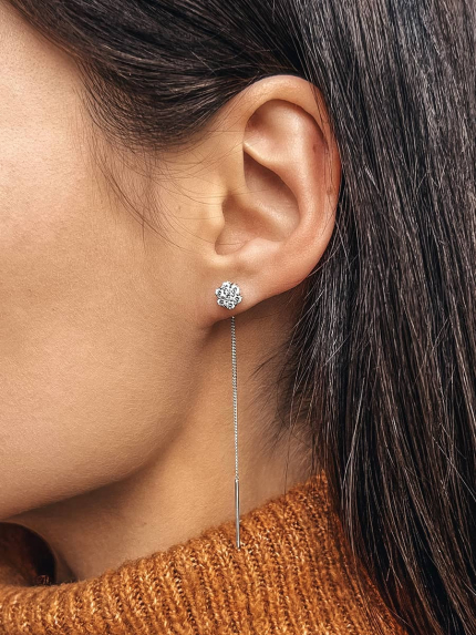 Сережки фіаніт Срібло 925° (родій) 82612