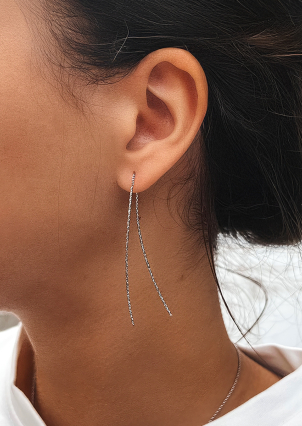 Сережки без вставок Срібло 925° (родій) с2/2005