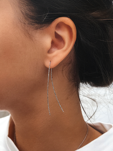 Сережки без вставок Срібло 925° (родій) с2/2005