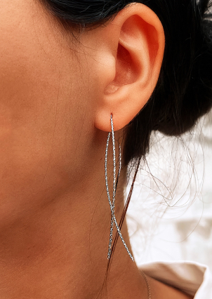 Сережки без вставок Срібло 925° (родій) с2/2005