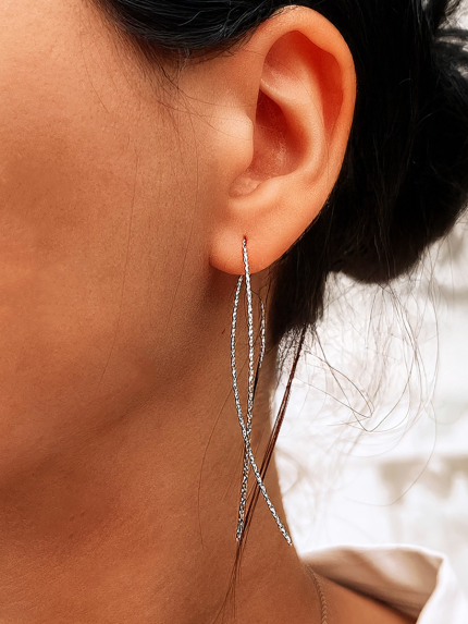 Сережки без вставок Срібло 925° (родій) с2/2005