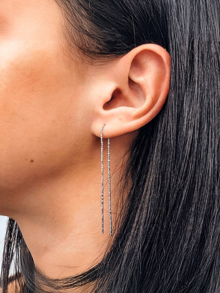 Сережки без вставок Срібло 925° (родій) с2/2005