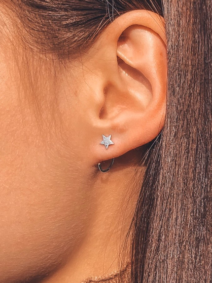 Earrings without inserts Silver 925° (rhodium) c2/1085