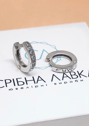 Сережки фіаніт Срібло 925° (родій) 20150